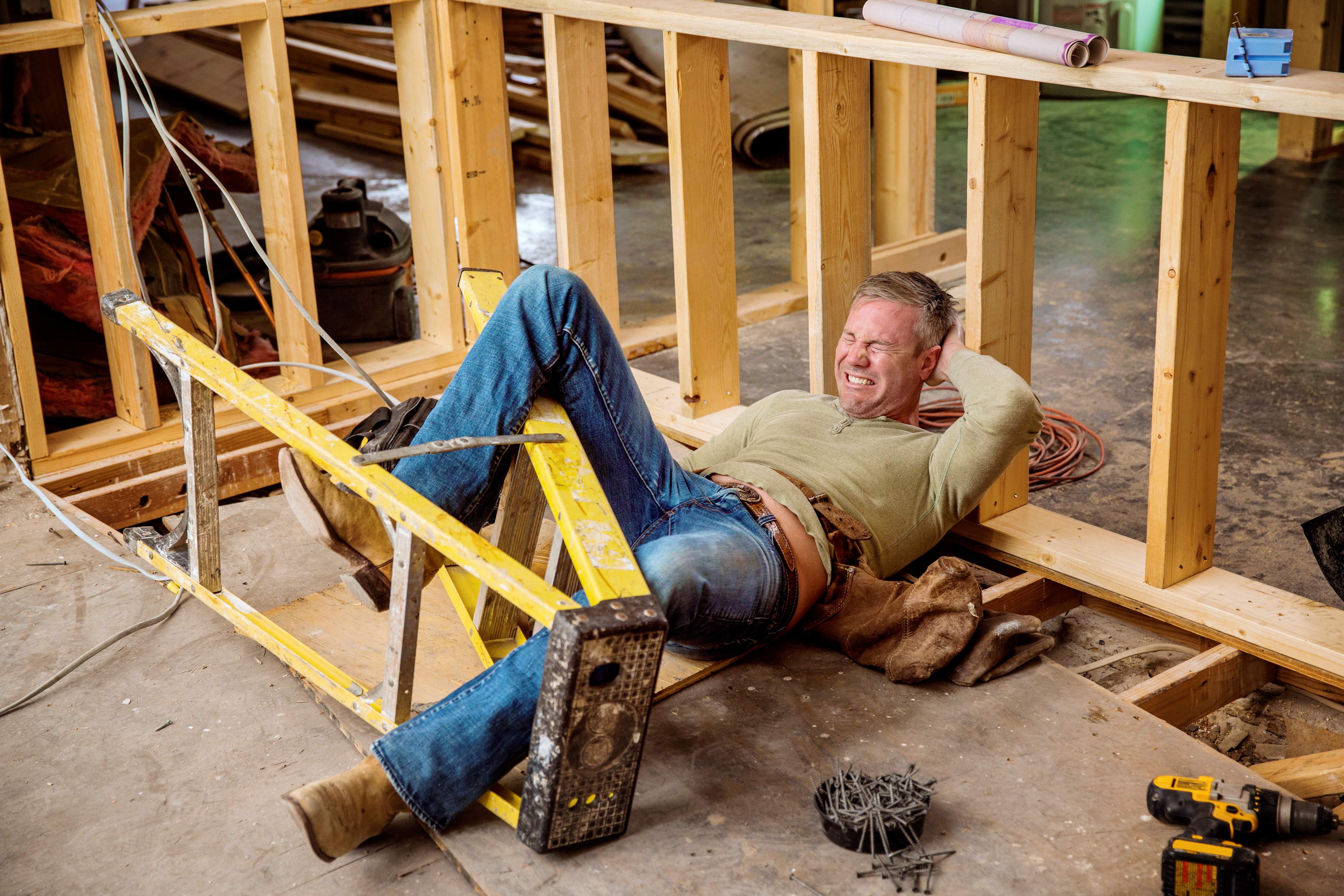orig construction worker falling of ladder getty 525444921